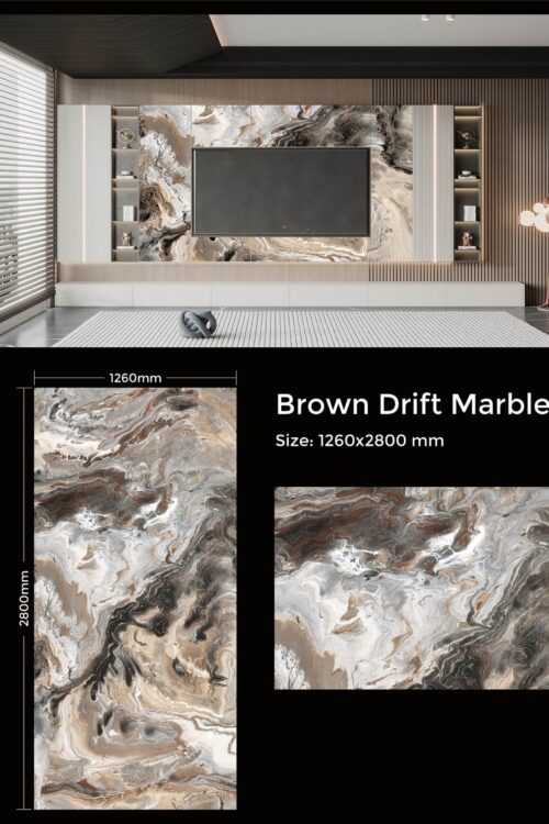 Brown Drift Marble Luxury UV Marble Wall Panels